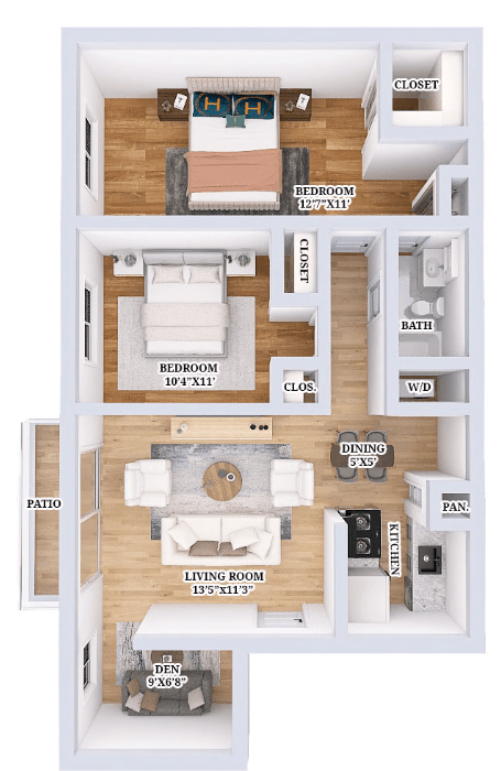 a floor plan of a house with a bedroom and a living room